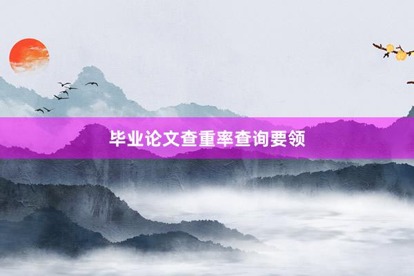 毕业论文查重率查询要领